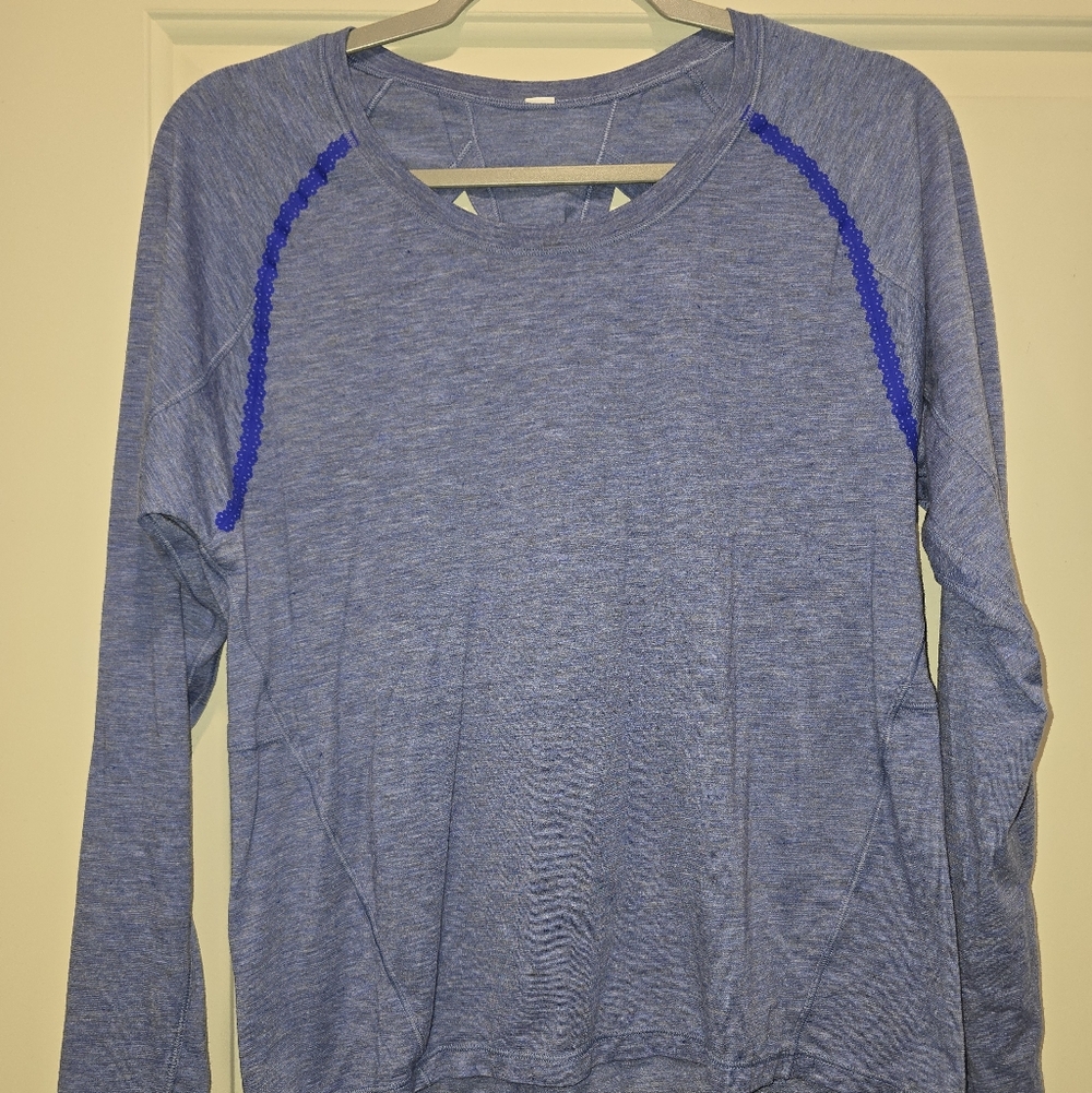 Lululemon Stop Drop And Squat Long Sleeve Shirt PTP 18.5" Size 8 10 Blue EUC